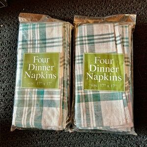Green and White Plaid Dinner Napkins